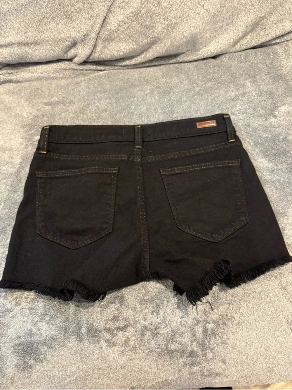 Black Frayed Hem Denim Shorts